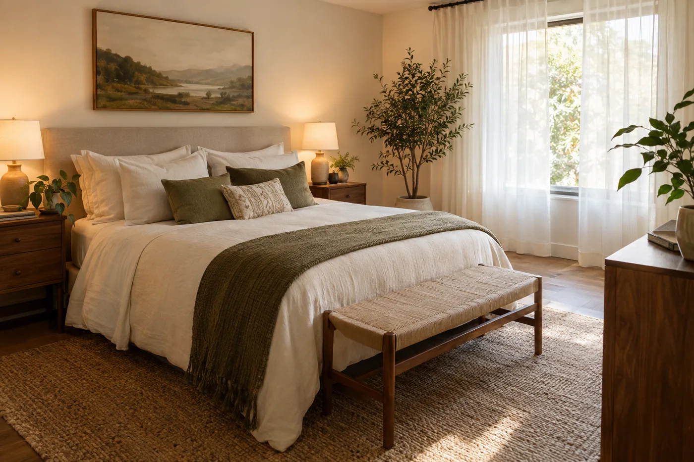 Immaculately styled furnished bedroom in a short-term rental